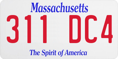 MA license plate 311DC4