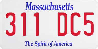 MA license plate 311DC5