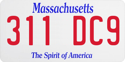MA license plate 311DC9