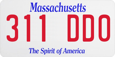 MA license plate 311DD0