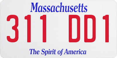 MA license plate 311DD1