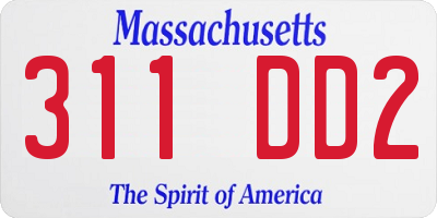 MA license plate 311DD2