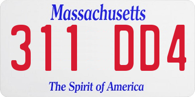 MA license plate 311DD4
