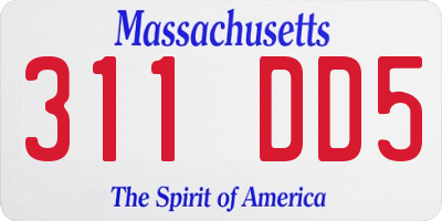 MA license plate 311DD5