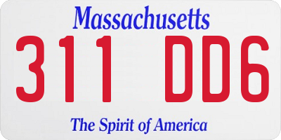 MA license plate 311DD6