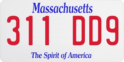 MA license plate 311DD9