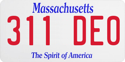 MA license plate 311DE0