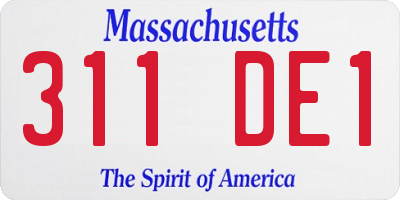 MA license plate 311DE1