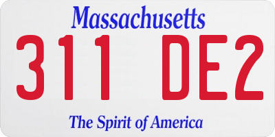 MA license plate 311DE2