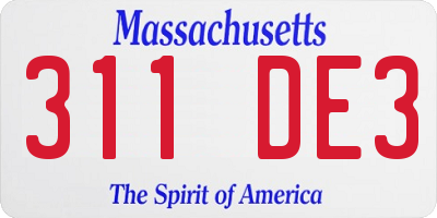 MA license plate 311DE3