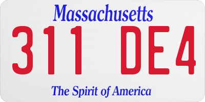 MA license plate 311DE4