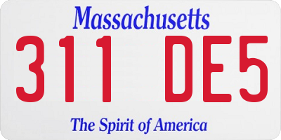 MA license plate 311DE5