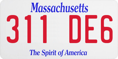 MA license plate 311DE6