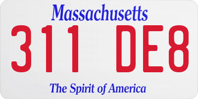 MA license plate 311DE8