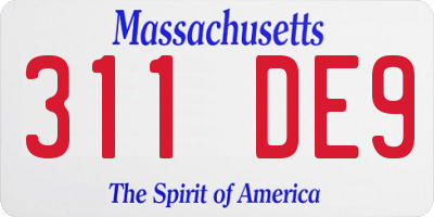 MA license plate 311DE9