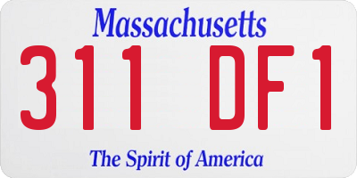 MA license plate 311DF1