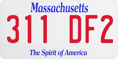 MA license plate 311DF2