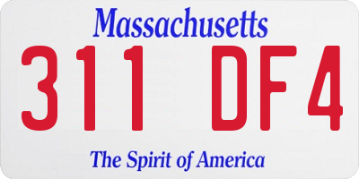 MA license plate 311DF4