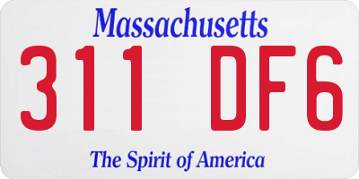 MA license plate 311DF6