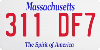 MA license plate 311DF7