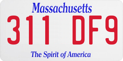MA license plate 311DF9