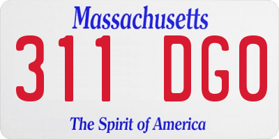 MA license plate 311DG0