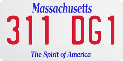 MA license plate 311DG1