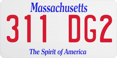 MA license plate 311DG2