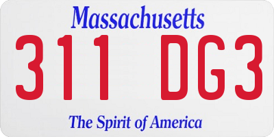 MA license plate 311DG3
