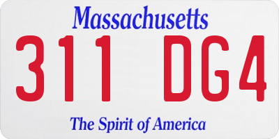 MA license plate 311DG4