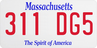 MA license plate 311DG5