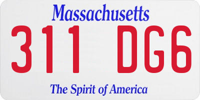 MA license plate 311DG6