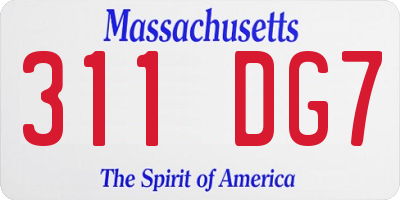 MA license plate 311DG7