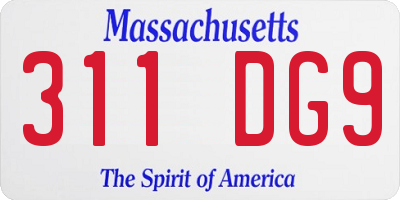 MA license plate 311DG9