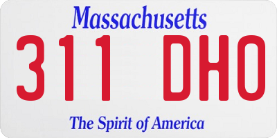 MA license plate 311DH0