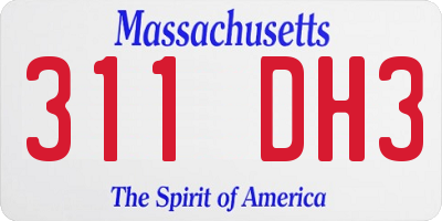 MA license plate 311DH3