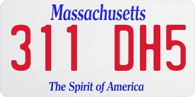 MA license plate 311DH5