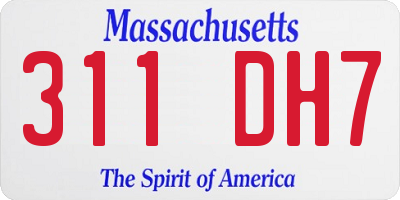MA license plate 311DH7