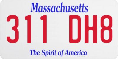 MA license plate 311DH8