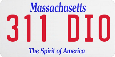 MA license plate 311DI0