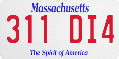 MA license plate 311DI4