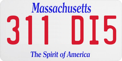 MA license plate 311DI5