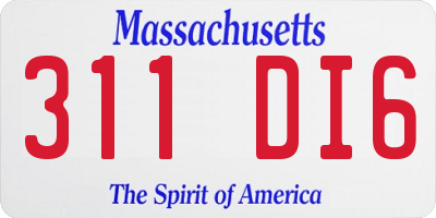 MA license plate 311DI6