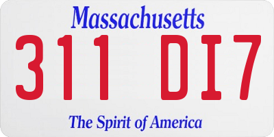 MA license plate 311DI7