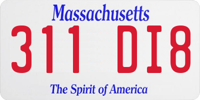 MA license plate 311DI8