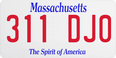 MA license plate 311DJ0