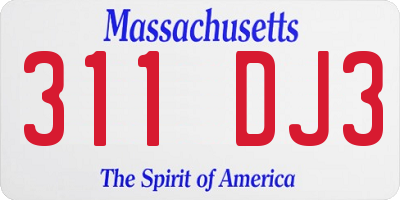 MA license plate 311DJ3