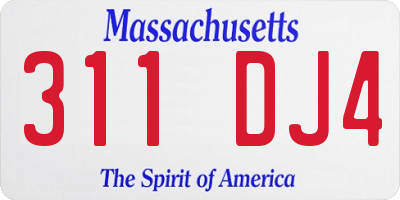MA license plate 311DJ4