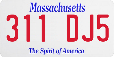 MA license plate 311DJ5