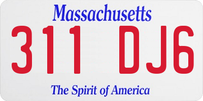 MA license plate 311DJ6
